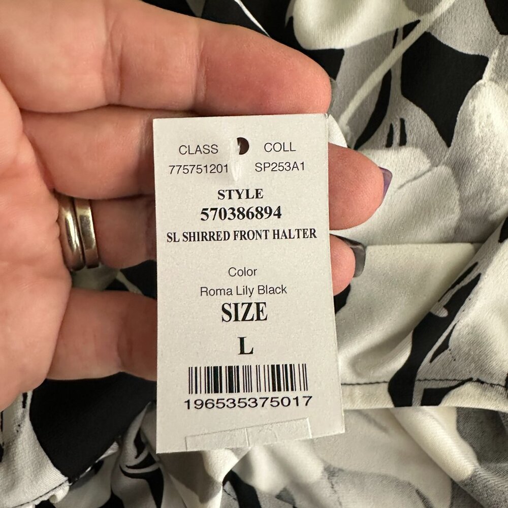 NWT White House Black Market Sleeveless Shirred Halter Top Roma Lily L - Picture 7 of 10